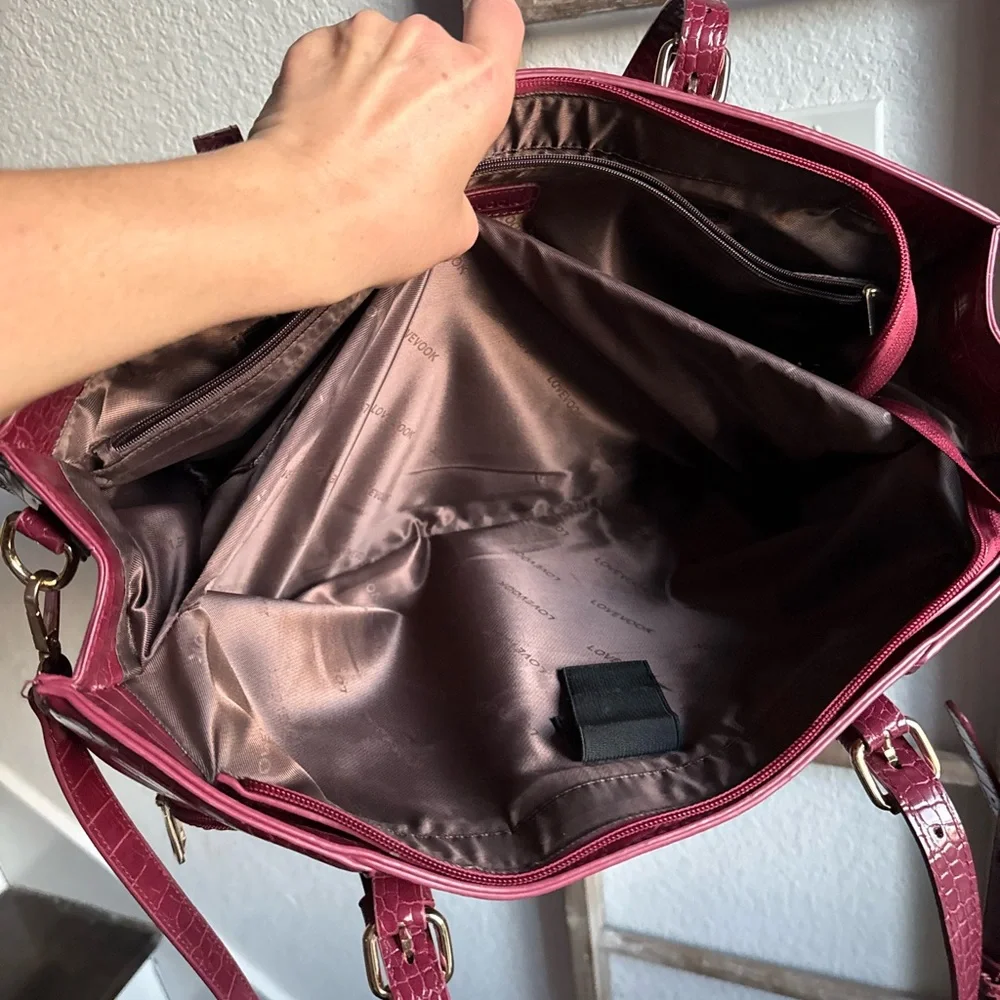LOVEVOOK Burgundy Croc Laptop PU Bag